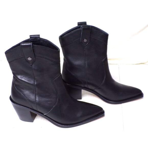 🆕7 FOR ALL MANKIND FREE PEOPLE Western Cowboy Bootie Ankle Boot 6 Black - Picture 6 of 16